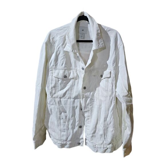 H&M x KEITH HARING White Denim Jacket - Size Large - Picture 1 of 7